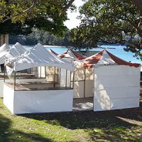 Food Sale and Food Prep Stall with Flooring and Sneeze Gaurd